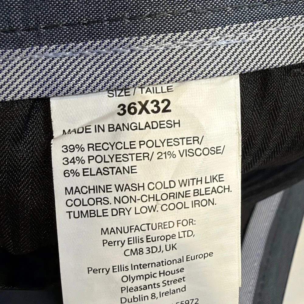 Perry Ellis Portfolio Mens Modern Fit Dress Pants 36x32 Smoke Grey Non Iron NWT